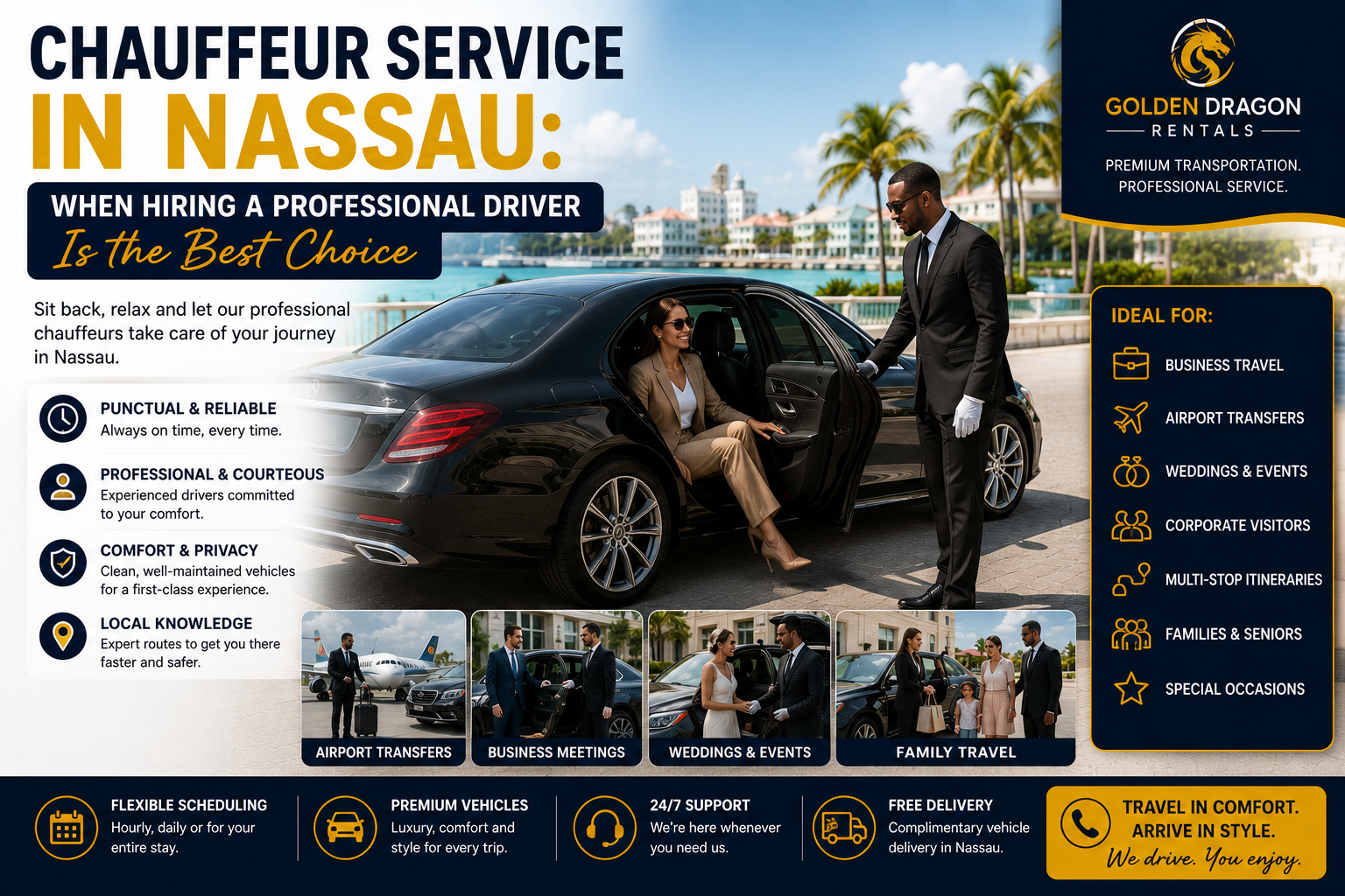 Read more about the article Chauffeur Service in Nassau: When Hiring a Professional Driver Is the Best Choice
