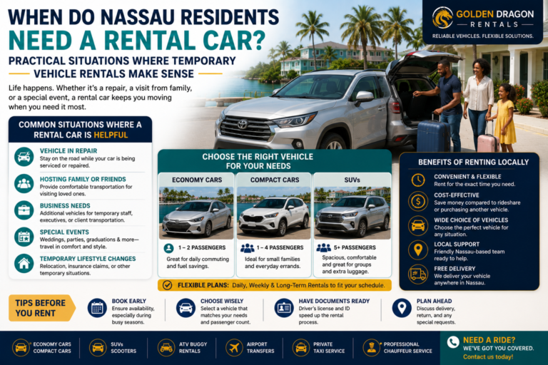 Read more about the article When Do Nassau Residents Need a Rental Car Practical Situations Where Temporary Vehicle Rentals Make Sense