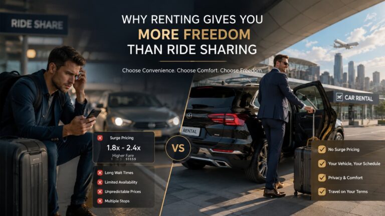 Read more about the article Benefits of Renting a Vehicle vs. Ride Sharing: A Smarter Transportation Solution for Modern Travelers