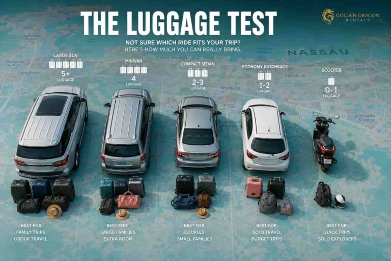 Read more about the article The Luggage Test: Which Nassau Rental Vehicles Actually Hold What You Pack